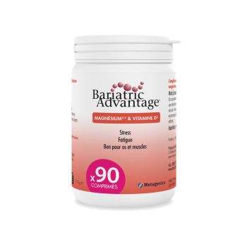 Package of Bariatric Advantage Magnesium and Vitamin D. To use in moments of stress and fatigue. Favorable for the bones and muscles.