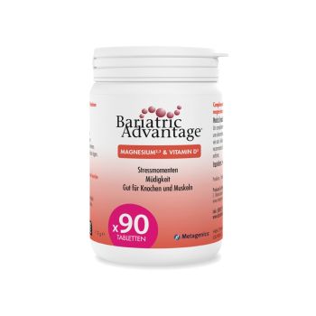 Package of Bariatric Advantage Magnesium and Vitamin D. To use in moments of stress and fatigue. Favorable for the bones and muscles.